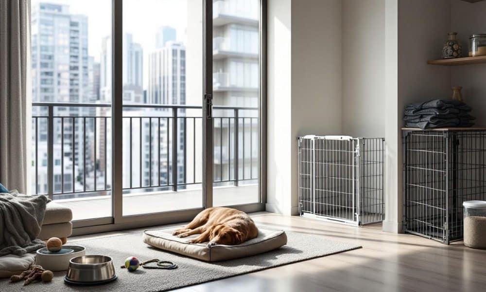 dog lying in apartment