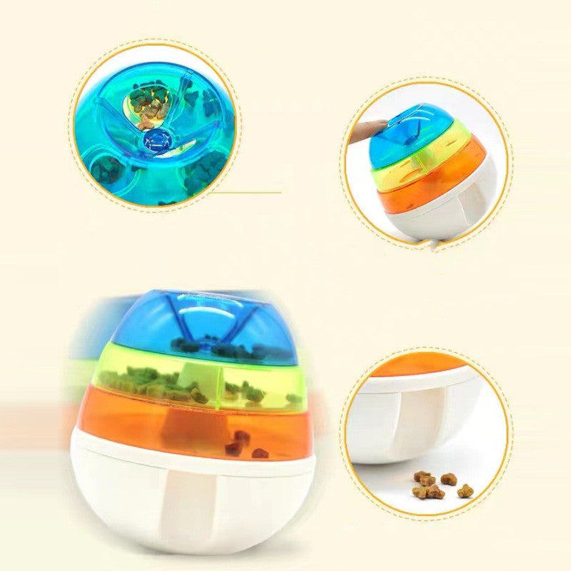 Colourful treat dispensing toy