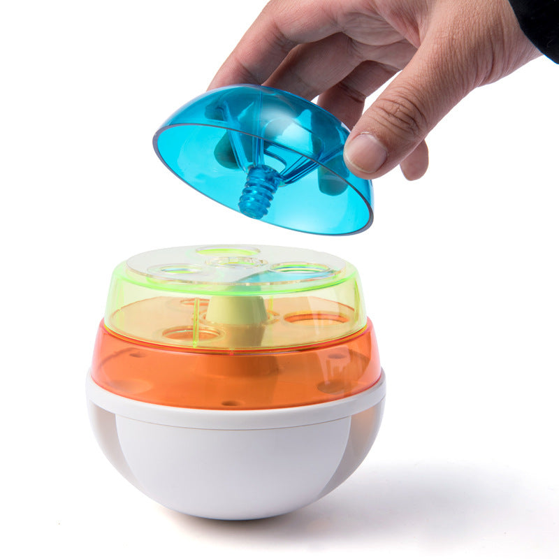 Colourful treat dispensing toy