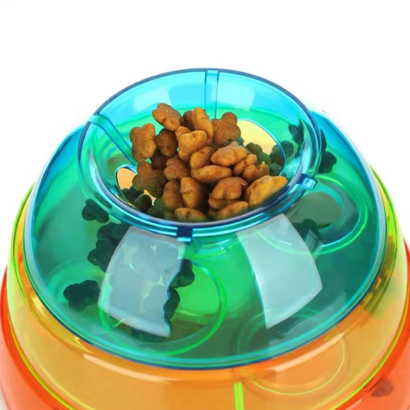 Colourful treat dispensing toy