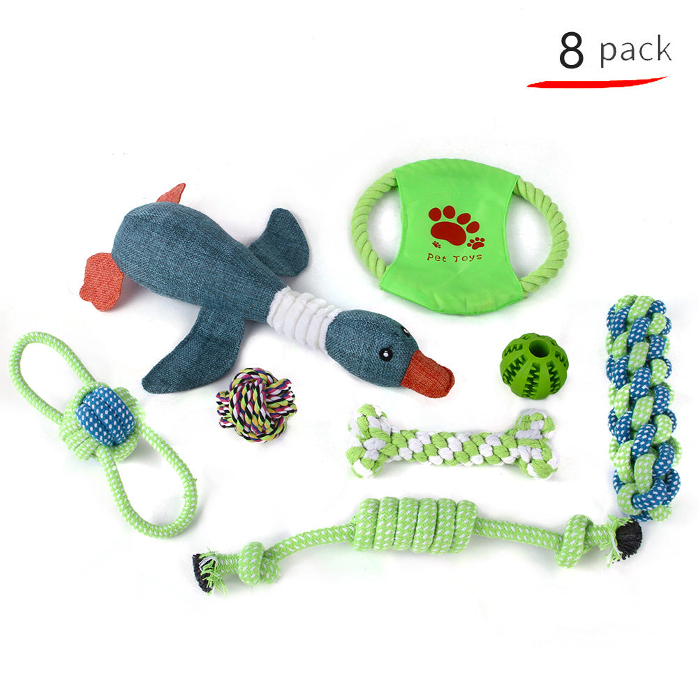 Dog Teeth Cleaning Toy Set – Plush Cotton Rope Chew Toy for Dogs