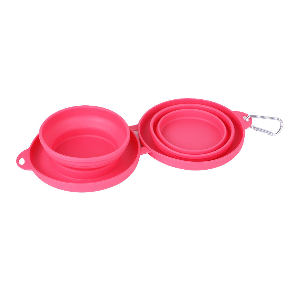 Pink collapsible travel bowl