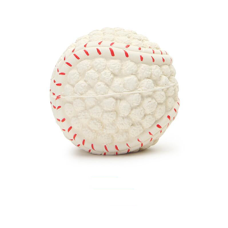 Baseball-shaped container with red stitching on a white background